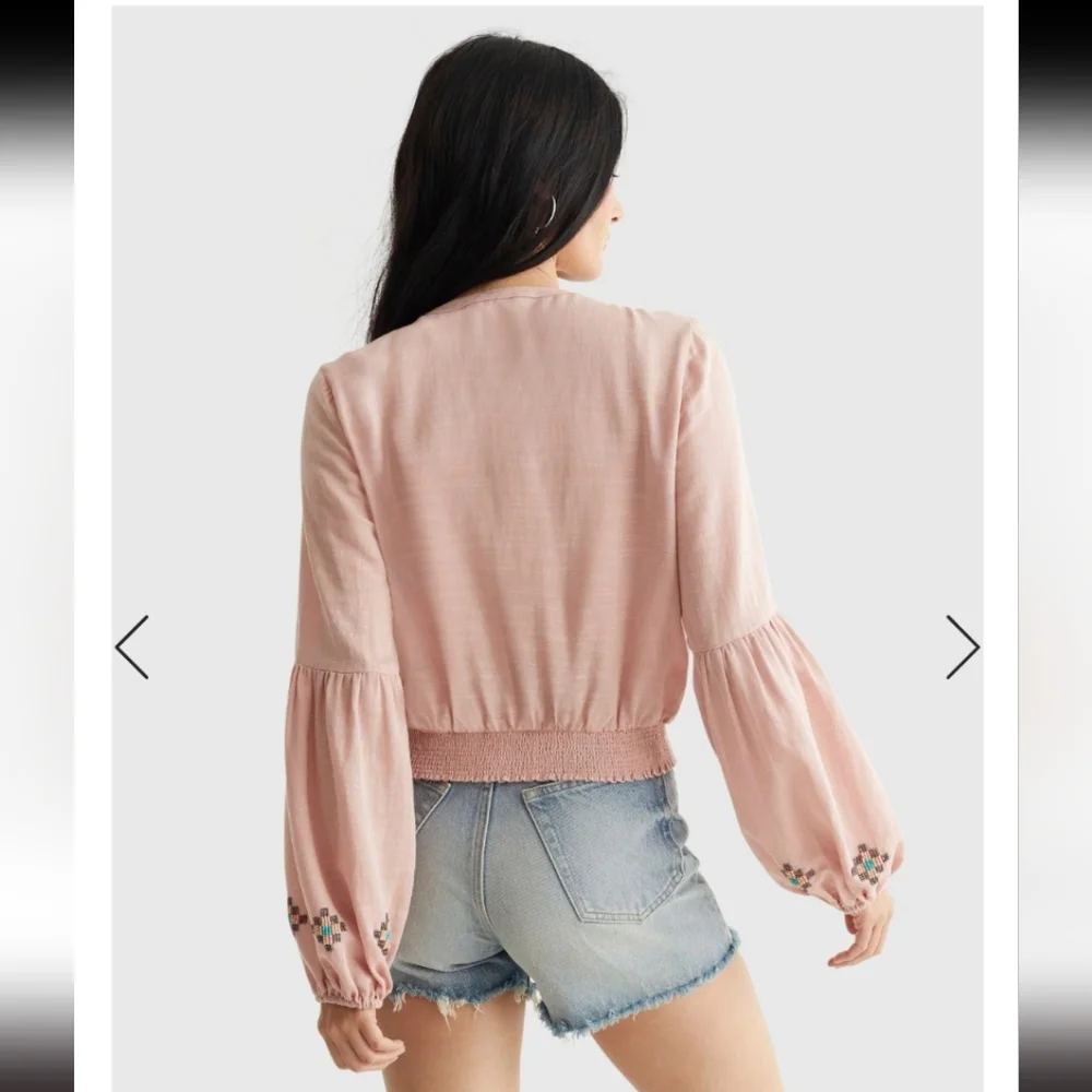 Lucky brand Beaded Surplice Wrap Top - Picture 4 of 7